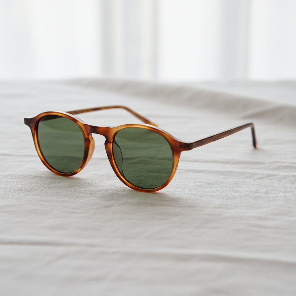 Moira Green Tinted Lens Sunglasses - Tortoise Round TR90 Frame