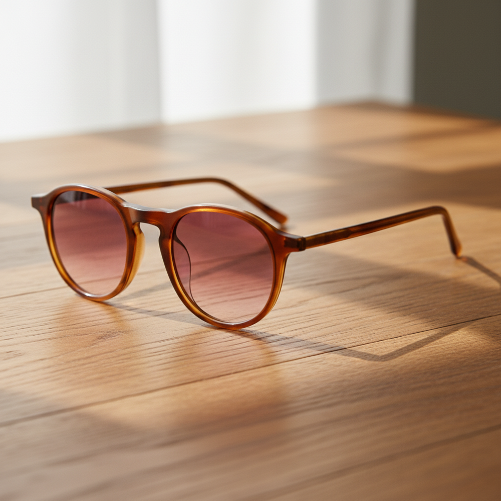 Moira Pink Gradient Lens Sunglasses - Tortoise Round TR90 Frame