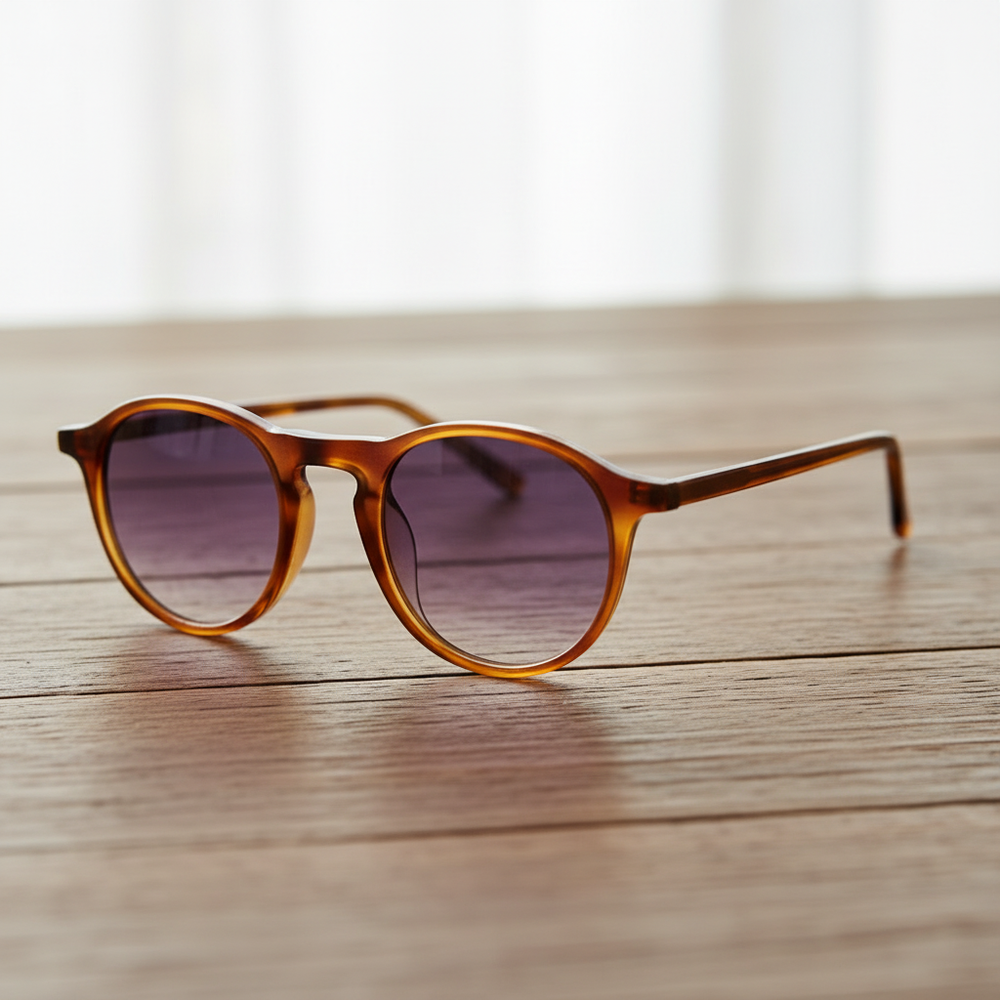 Moira Purple Gradient Lens Sunglasses - Tortoise Round TR90 Frame