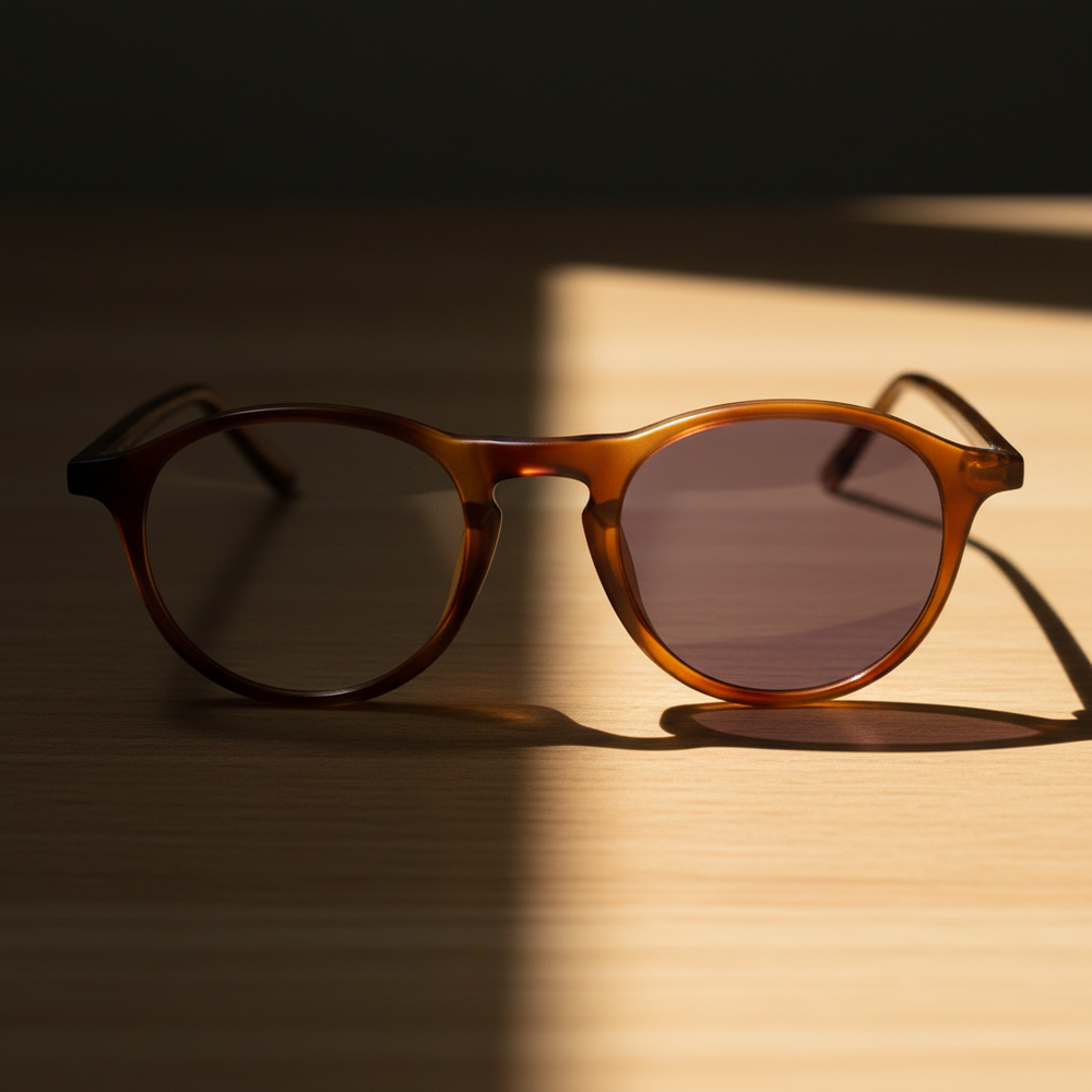 Moira Purple Photochromic Lens Glasses - Tortoise Round TR90 Frame