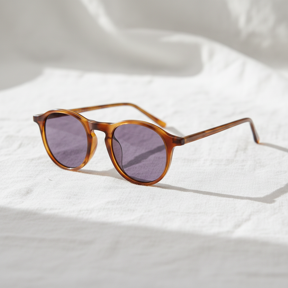 Moira Purple Tinted Lens Sunglasses - Tortoise Round TR90 Frame