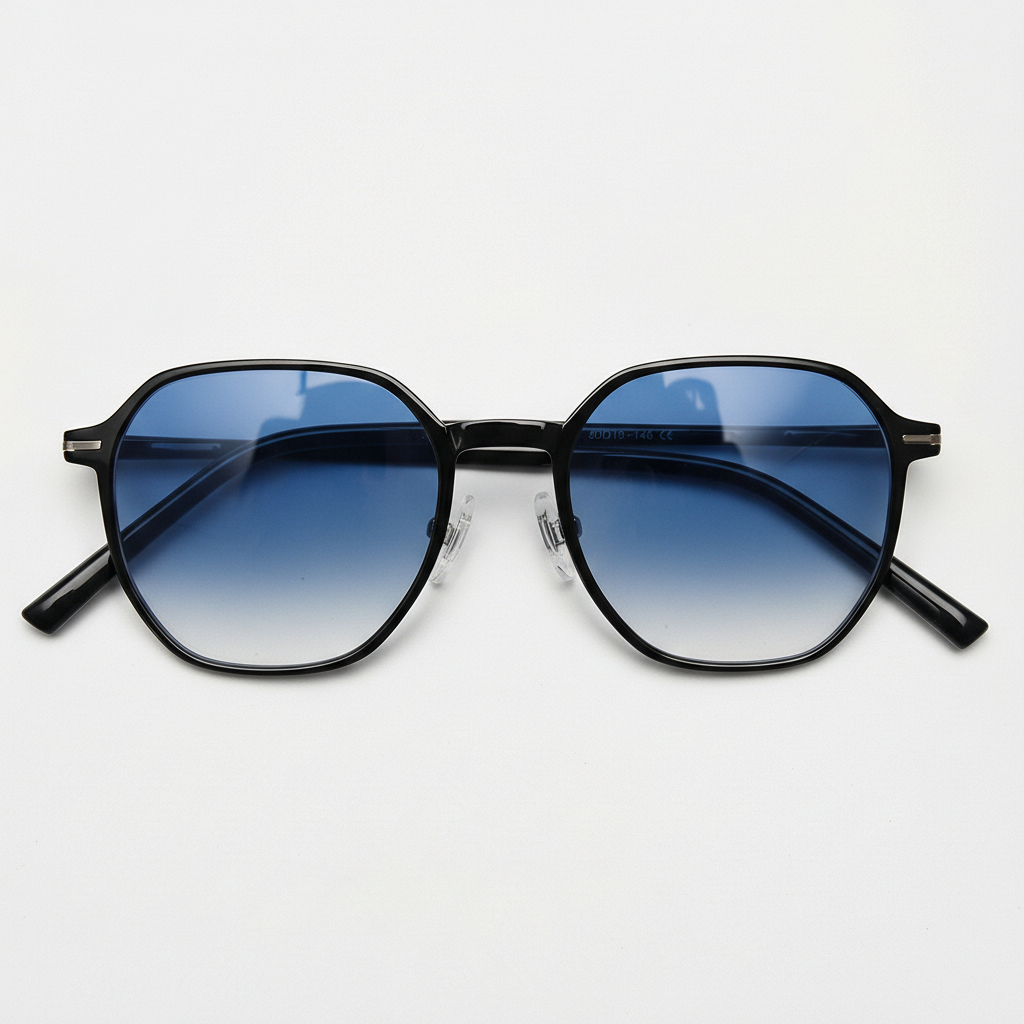 Nina Blue Gradient Lens Sunglasses - Black Square TR90 Frame - Front View