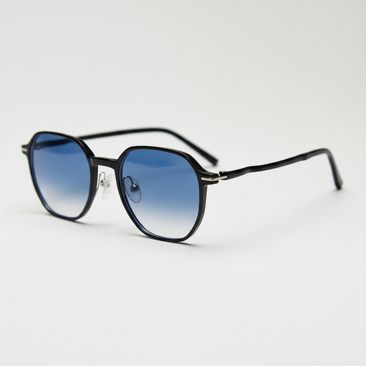 Nina Blue Gradient Lens Sunglasses - Black Square TR90 Frame - Side View