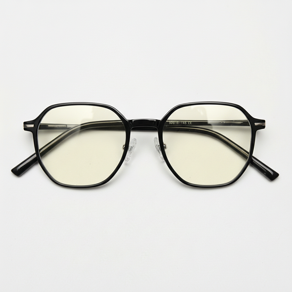 Nina Blue Light Lens Glasses - Black Square TR90 Frame - Front View