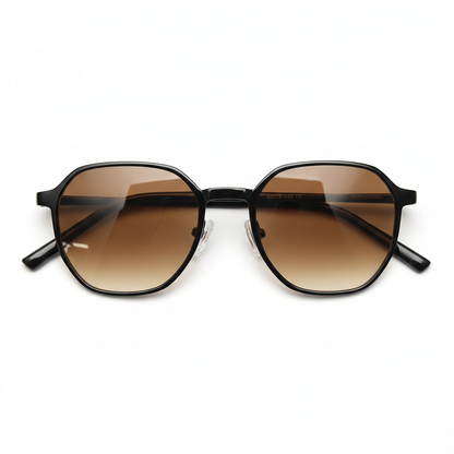 Nina Brown Gradient Lens Sunglasses - Black Square TR90 Frame - Front View