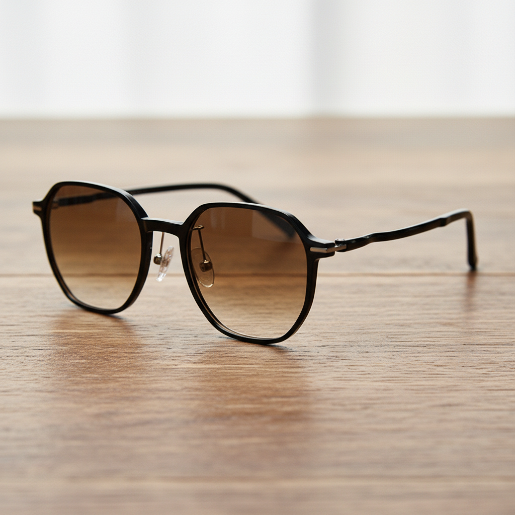 Nina Brown Gradient Lens Sunglasses - Black Square TR90 Frame - Lifestyle Shot