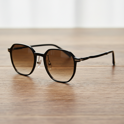 Nina Brown Gradient Lens Sunglasses - Black Square TR90 Frame - Lifestyle Shot