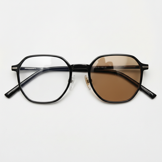 Nina Brown Photochromic Lens Glasses - Black Square TR90 Frame - Front View