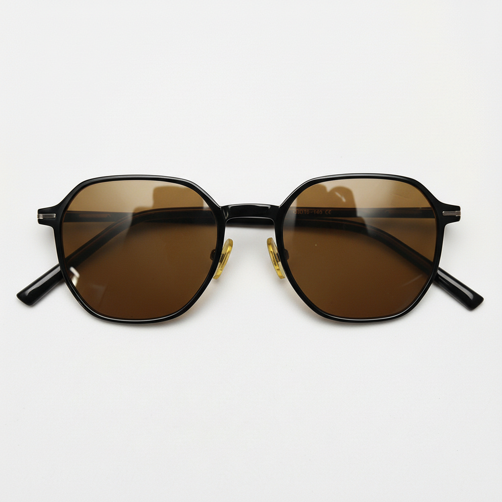 Nina Brown Tinted Lens Sunglasses - Black Square TR90 Frame - Front View