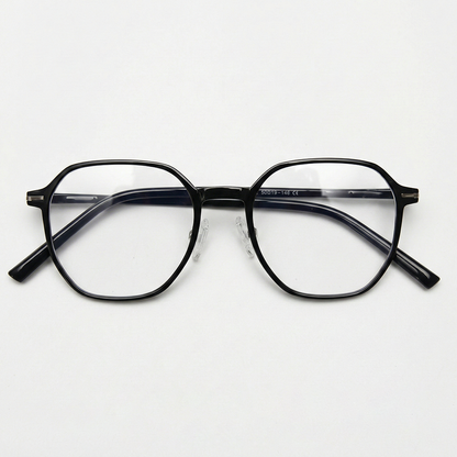 Nina Clear Lens Glasses - Black Square TR90 Frame - Front View
