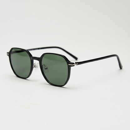 Nina Green Tinted Lens Sunglasses - Black Square TR90 Frame - Side View