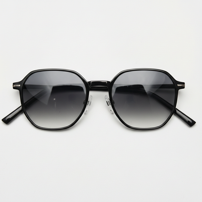 Nina Grey Gradient Lens Sunglasses - Black Square TR90 Frame - Front View