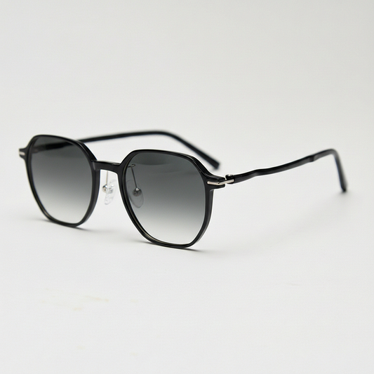 Nina Grey Gradient Lens Sunglasses - Black Square TR90 Frame - Side View