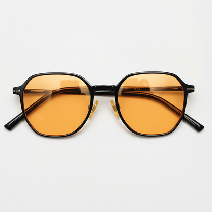 Nina Orange Tinted Lens Sunglasses - Black Square TR90 Frame - Front View