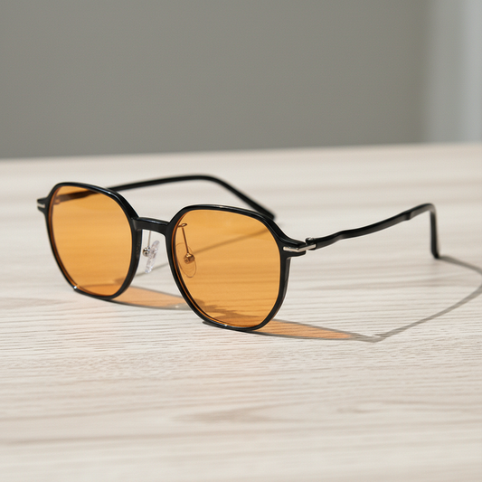 Nina Orange Tinted Lens Sunglasses - Black Square TR90 Frame - Lifestyle Shot