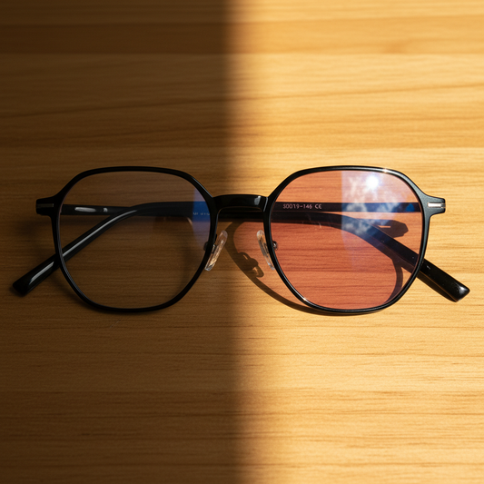 Nina Pink Photochromic Lens Glasses - Black Square TR90 Frame - Lifestyle Shot