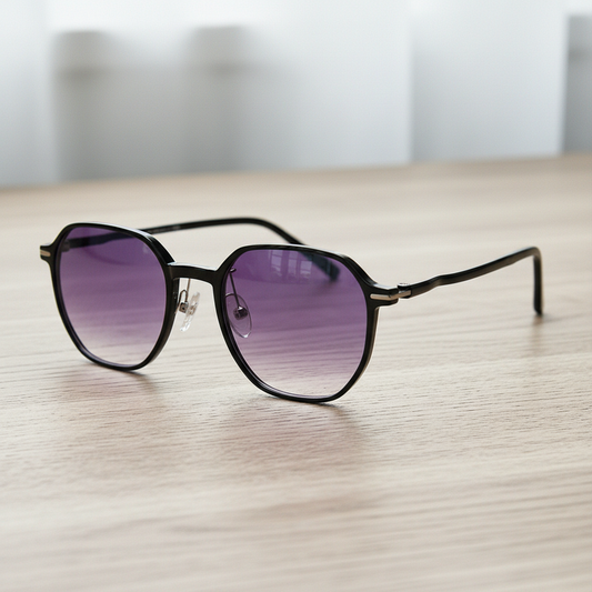 Nina Purple Gradient Lens Sunglasses - Black Square TR90 Frame - Lifestyle Shot
