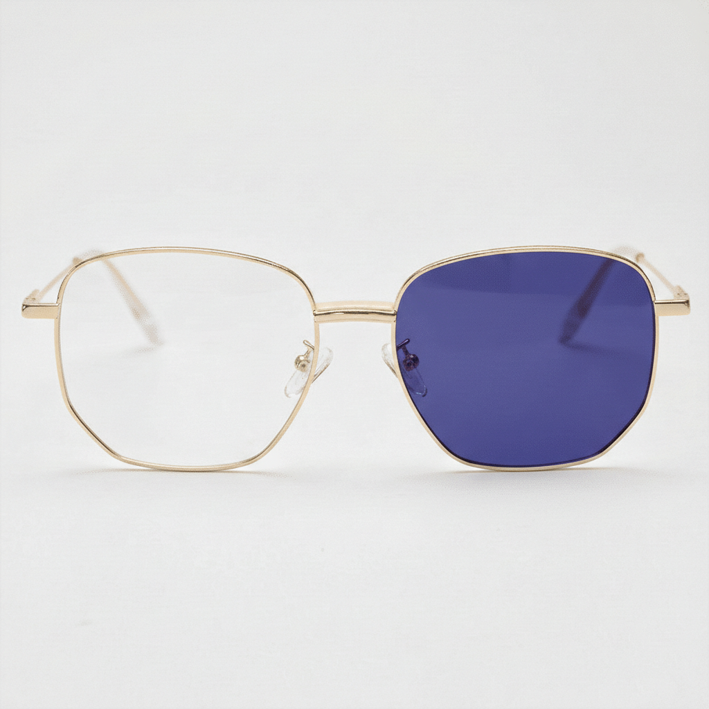 Ruth Purple Photochromic Lens Glasses - Gold Geometric Metal Frame - Front View