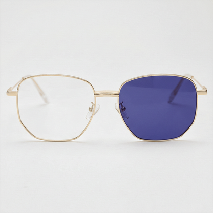 Ruth Purple Photochromic Lens Glasses - Gold Geometric Metal Frame - Front View