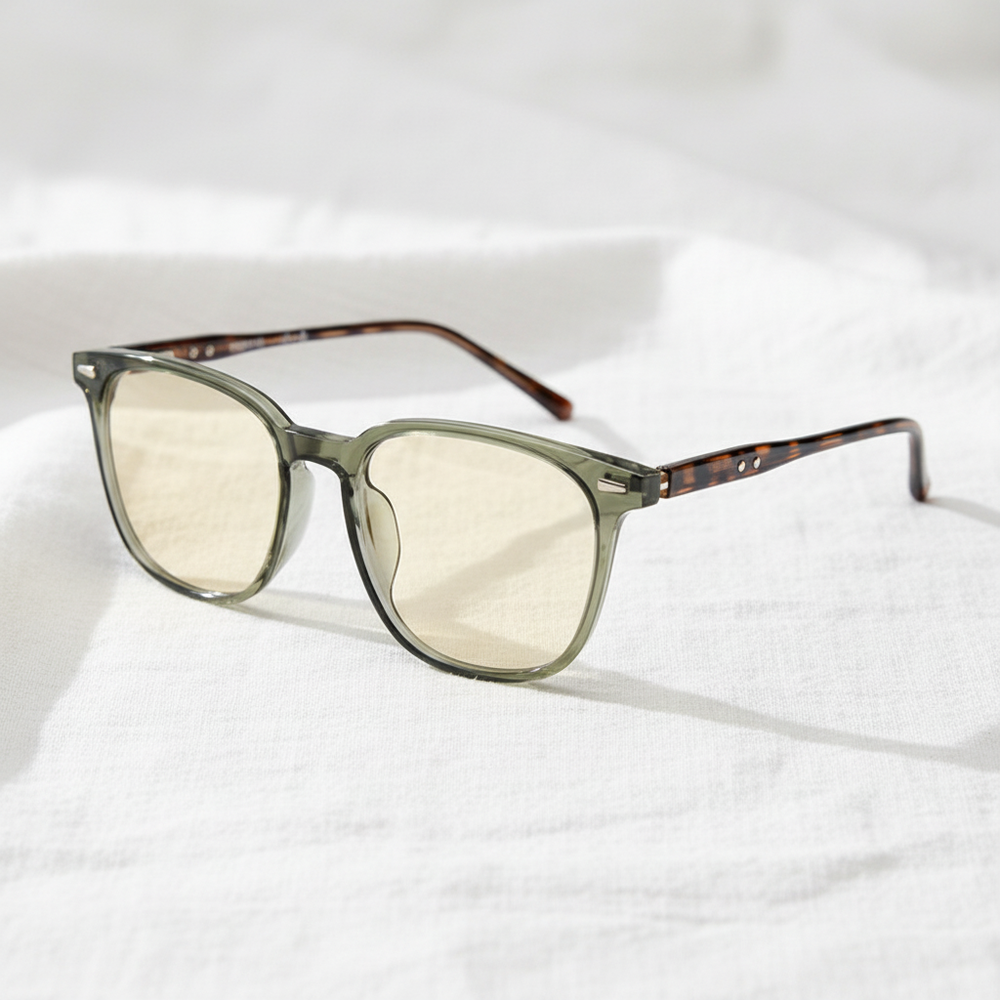 Sherry Blue Light Lens Glasses - Olive green Square TR90 Frame