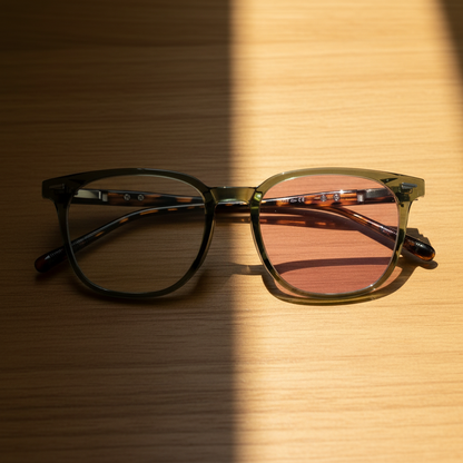 Sherry Pink Photochromic Lens Glasses Lifestyle Shot