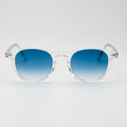 Susan Blue Gradient Lens Sunglasses - Clear Geometric TR90 Frame - Front View