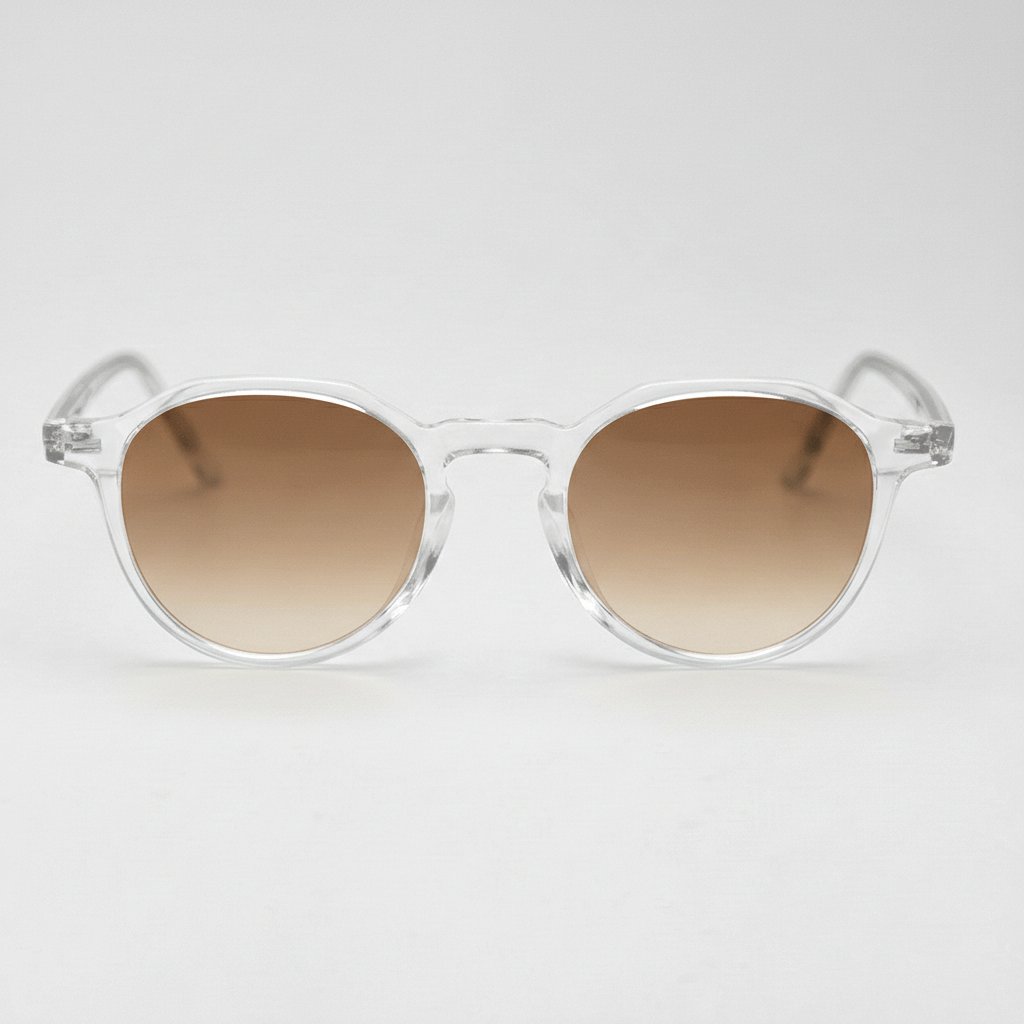 Susan Brown Gradient Lens Sunglasses - Clear Geometric TR90 Frame - Front View