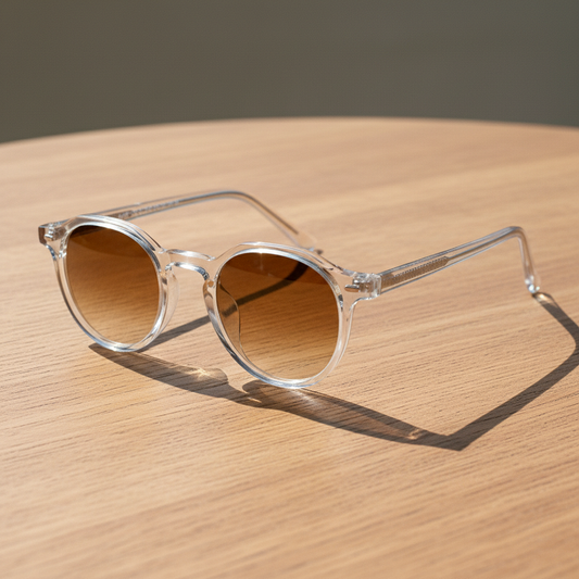 Susan Brown Gradient Lens Sunglasses - Clear Geometric TR90 Frame - Lifestyle Shot