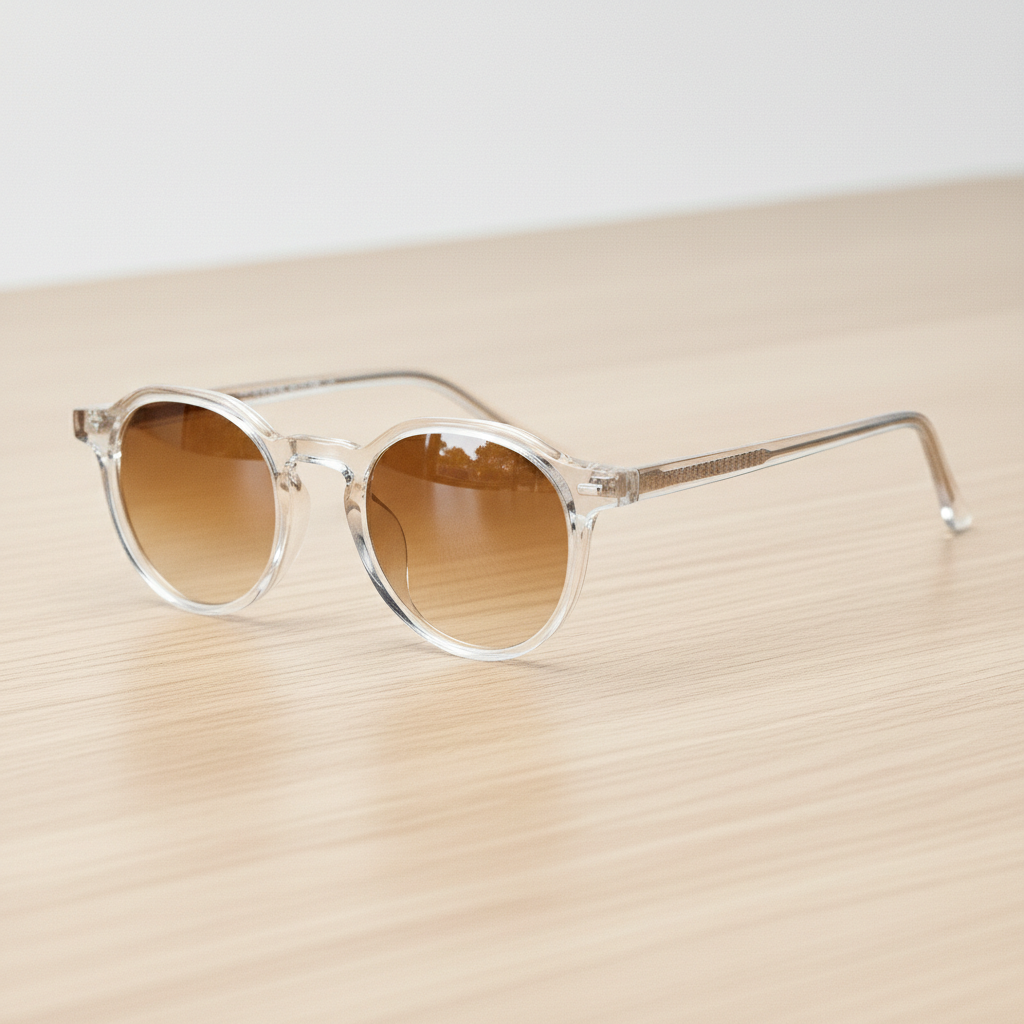 Susan Brown Gradient Lens Sunglasses - Clear Geometric TR90 Frame - Lifestyle Shot