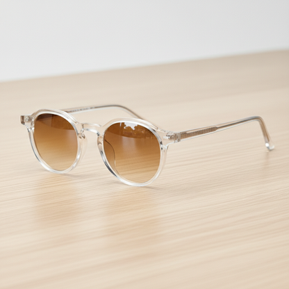 Susan Brown Gradient Lens Sunglasses - Clear Geometric TR90 Frame - Lifestyle Shot