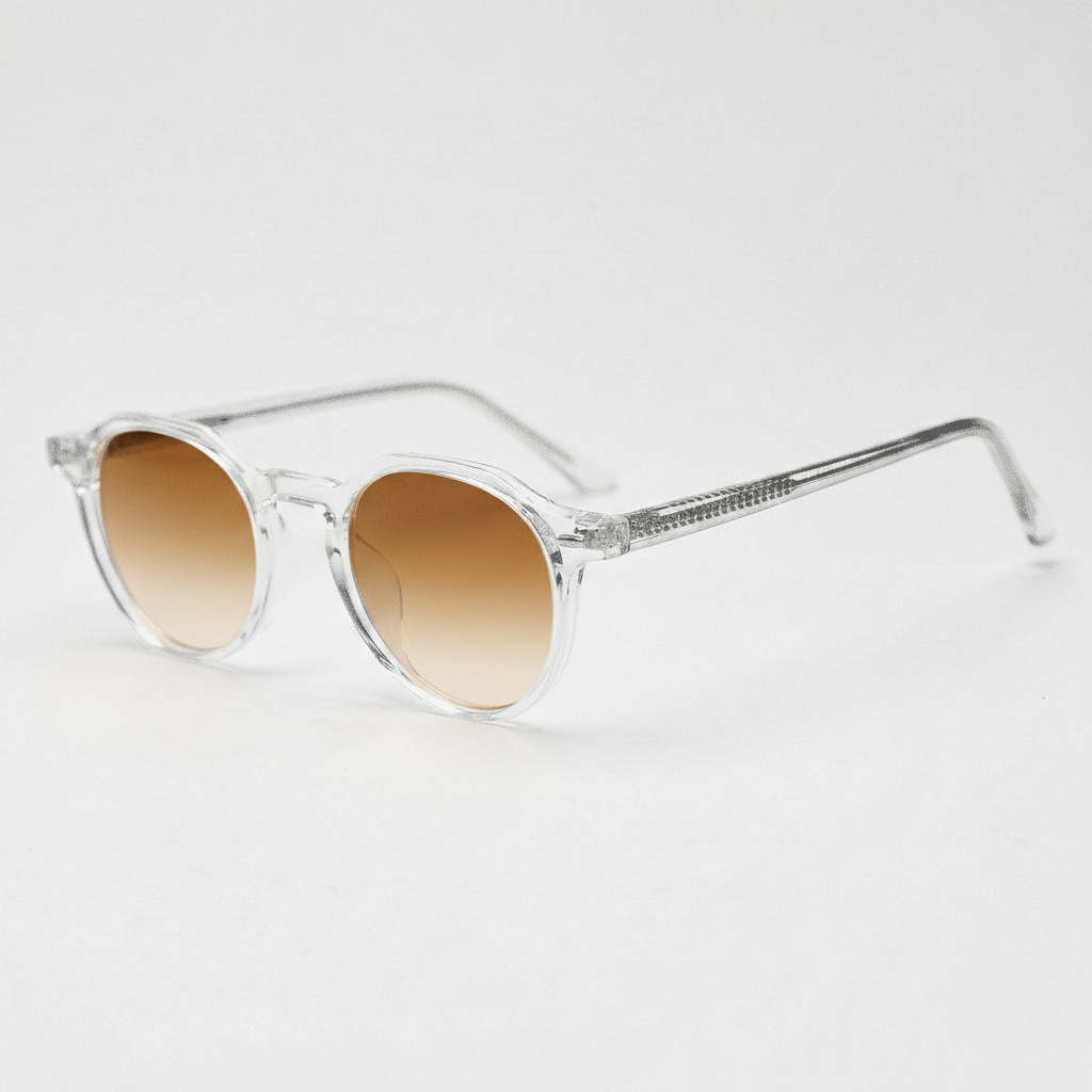 Susan Brown Gradient Lens Sunglasses - Clear Geometric TR90 Frame - Side View