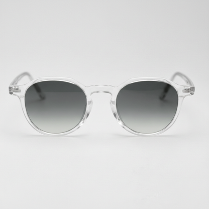 Susan Grey Gradient Lens Sunglasses - Clear Geometric TR90 Frame - Front View