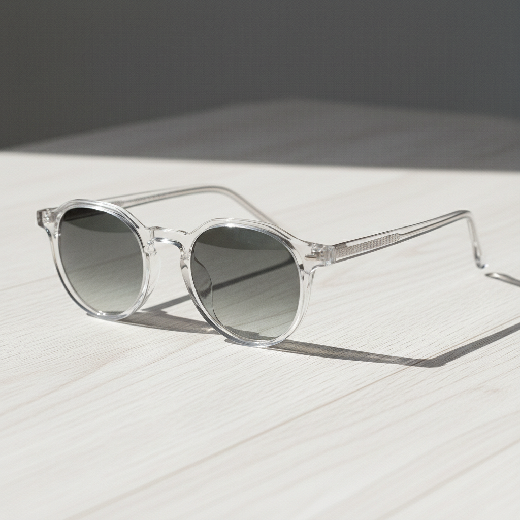 Susan Grey Gradient Lens Sunglasses - Clear Geometric TR90 Frame - Lifestyle Shot