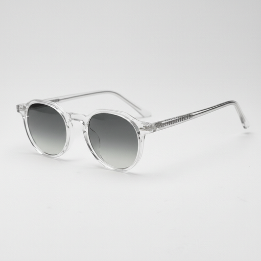 Susan Grey Gradient Lens Sunglasses - Clear Geometric TR90 Frame - Side View