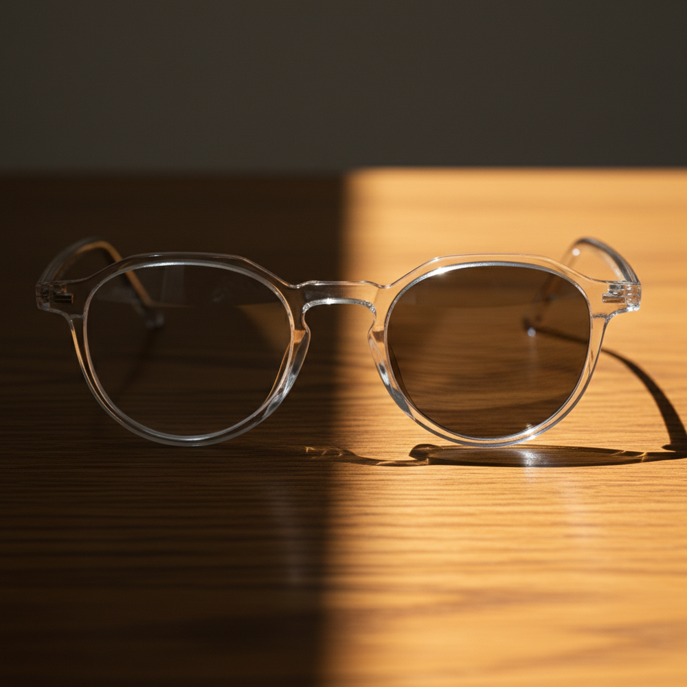 Susan Grey Photochromic Lens Glasses - Clear Geometric TR90 Frame