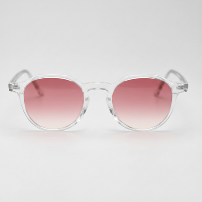 Susan Pink Gradient Lens Sunglasses - Clear Geometric TR90 Frame - Front View