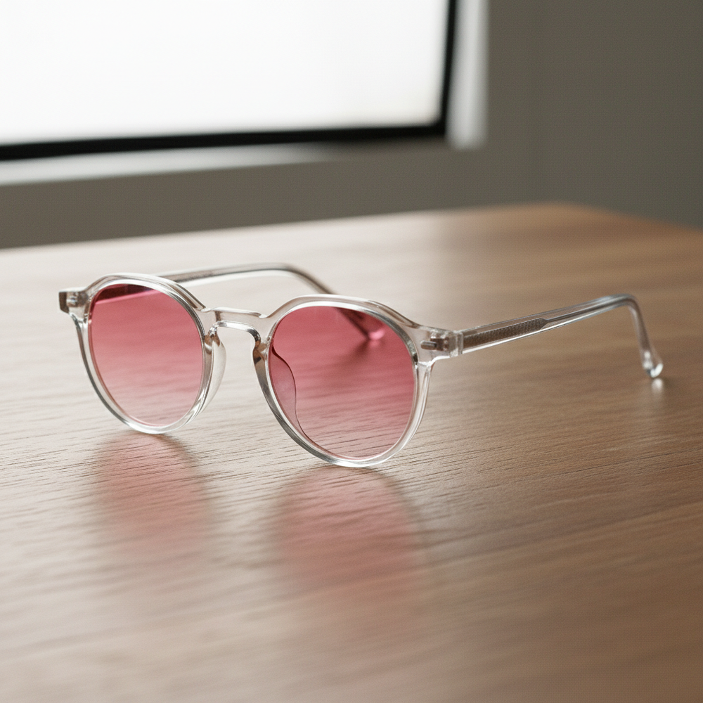 Susan Pink Gradient Lens Sunglasses - Clear Geometric TR90 Frame