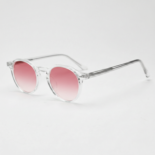 Susan Pink Gradient Lens Sunglasses - Clear Geometric TR90 Frame - Side View