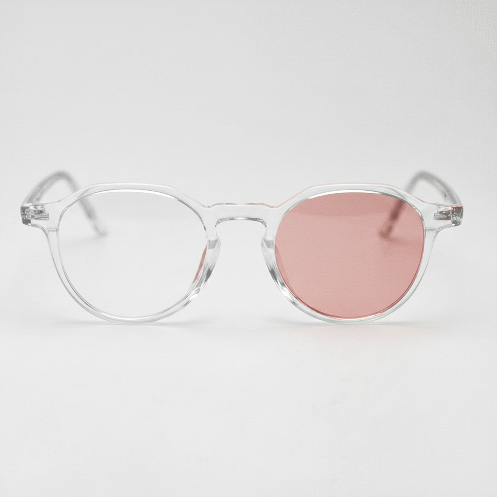 Susan Pink Photochromic Lens Glasses - Clear Geometric TR90 Frame - Front View