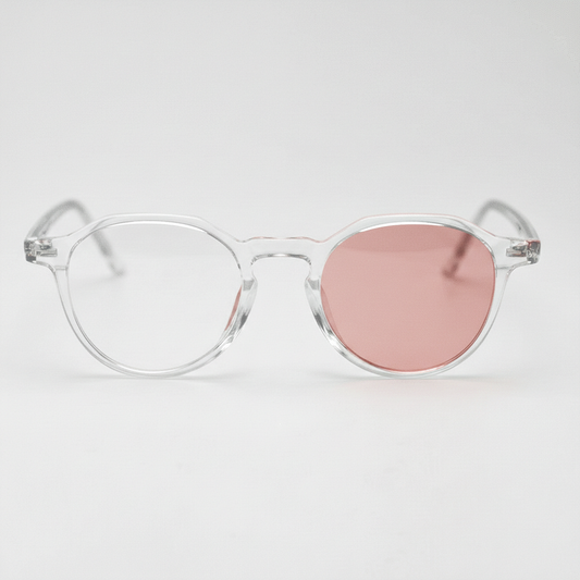 Susan Pink Photochromic Lens Glasses - Clear Geometric TR90 Frame - Front View