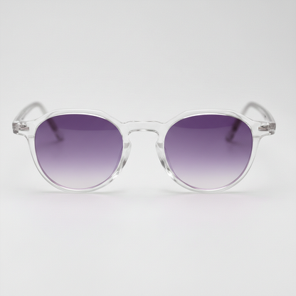 Susan Purple Gradient Lens Sunglasses - Clear Geometric TR90 Frame - Front View