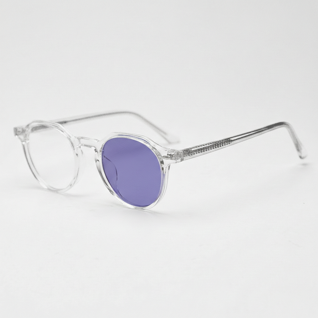 Susan Purple Photochromic Lens Glasses - Clear Geometric TR90 Frame - Side View