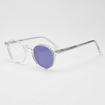 Susan Purple Photochromic Lens Glasses - Clear Geometric TR90 Frame - Side View