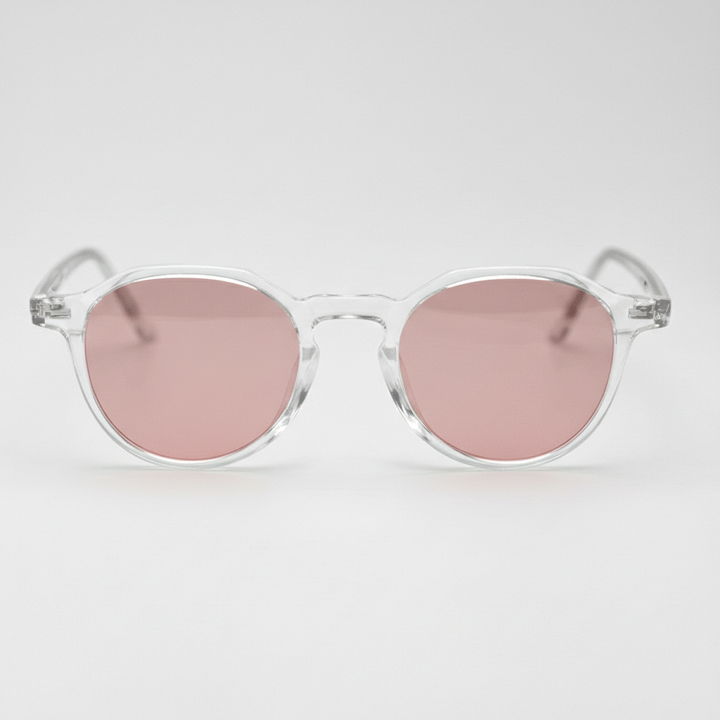 Susan Rose Tinted Lens Sunglasses - Clear Geometric TR90 Frame FL-41 Glasses - Front View