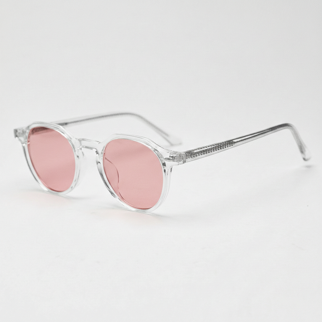 Susan Rose Tinted Lens Sunglasses - Clear Geometric TR90 Frame FL-41 Glasses - Side View