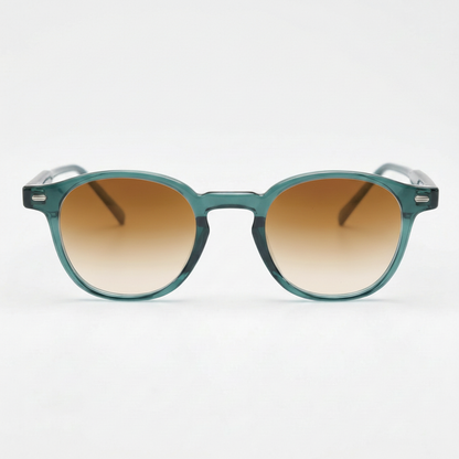 Tina Brown Gradient Lens Sunglasses - Green Round TR90 Frame - Front View