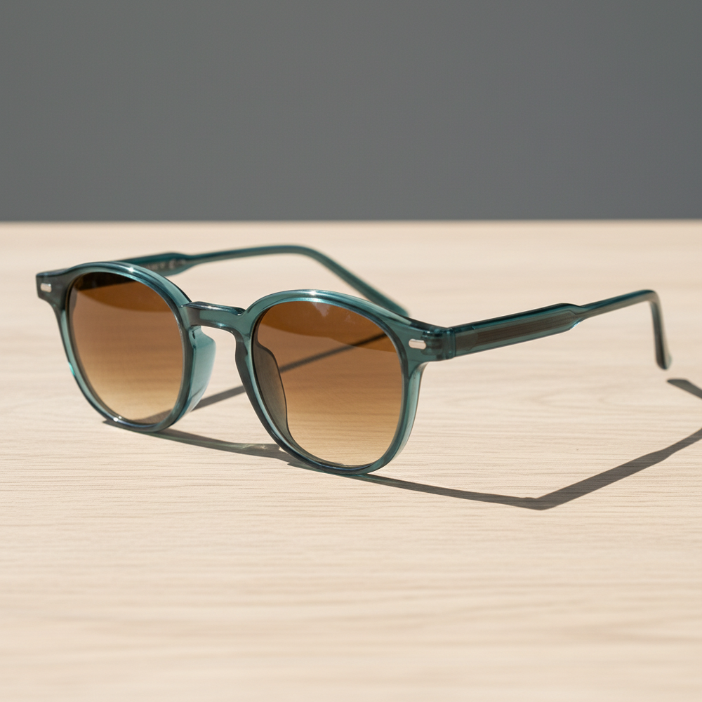 Tina Brown Gradient Lens Sunglasses - Green Round TR90 Frame