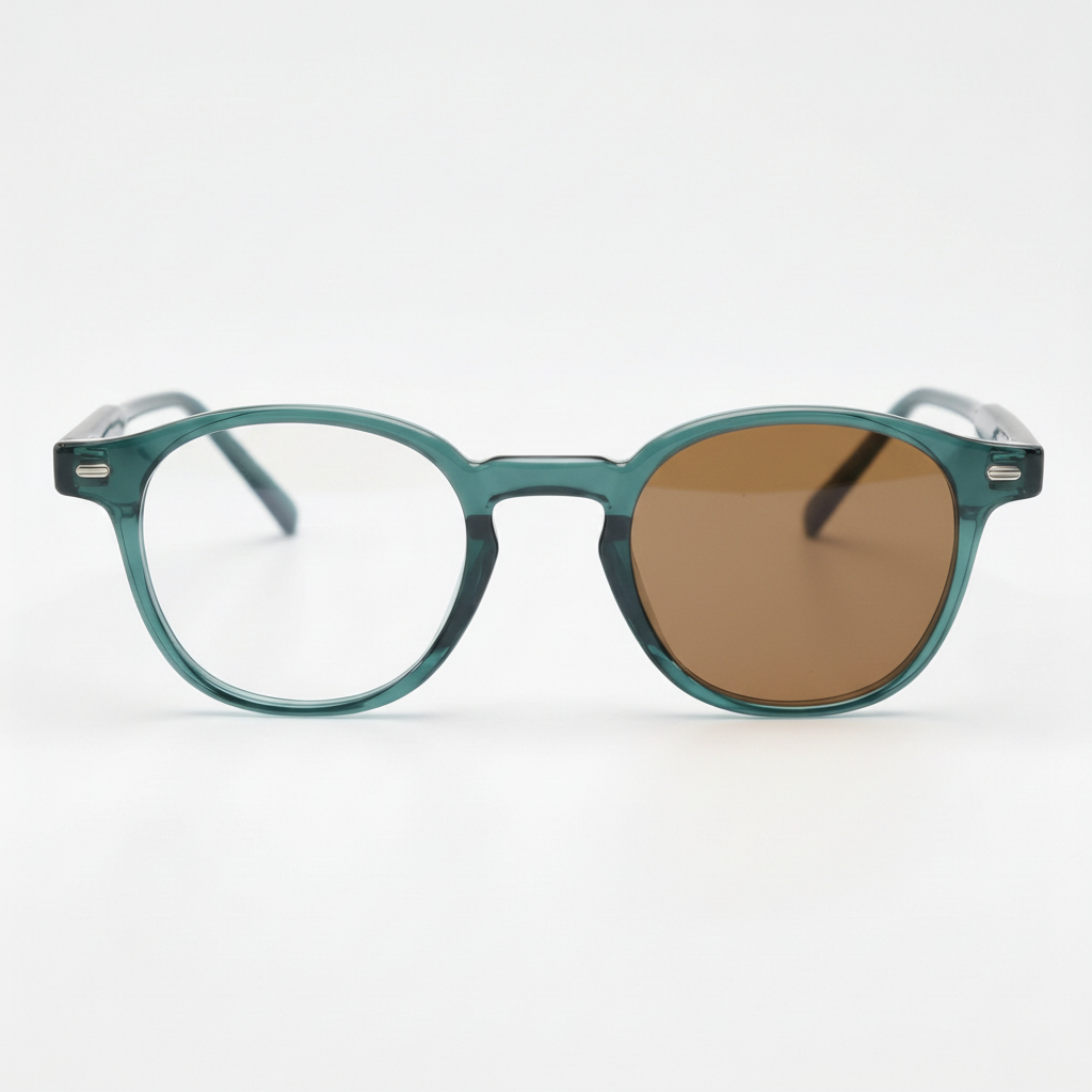 Tina Brown Photochromic Lens Glasses - Green Round TR90 Frame - Front View