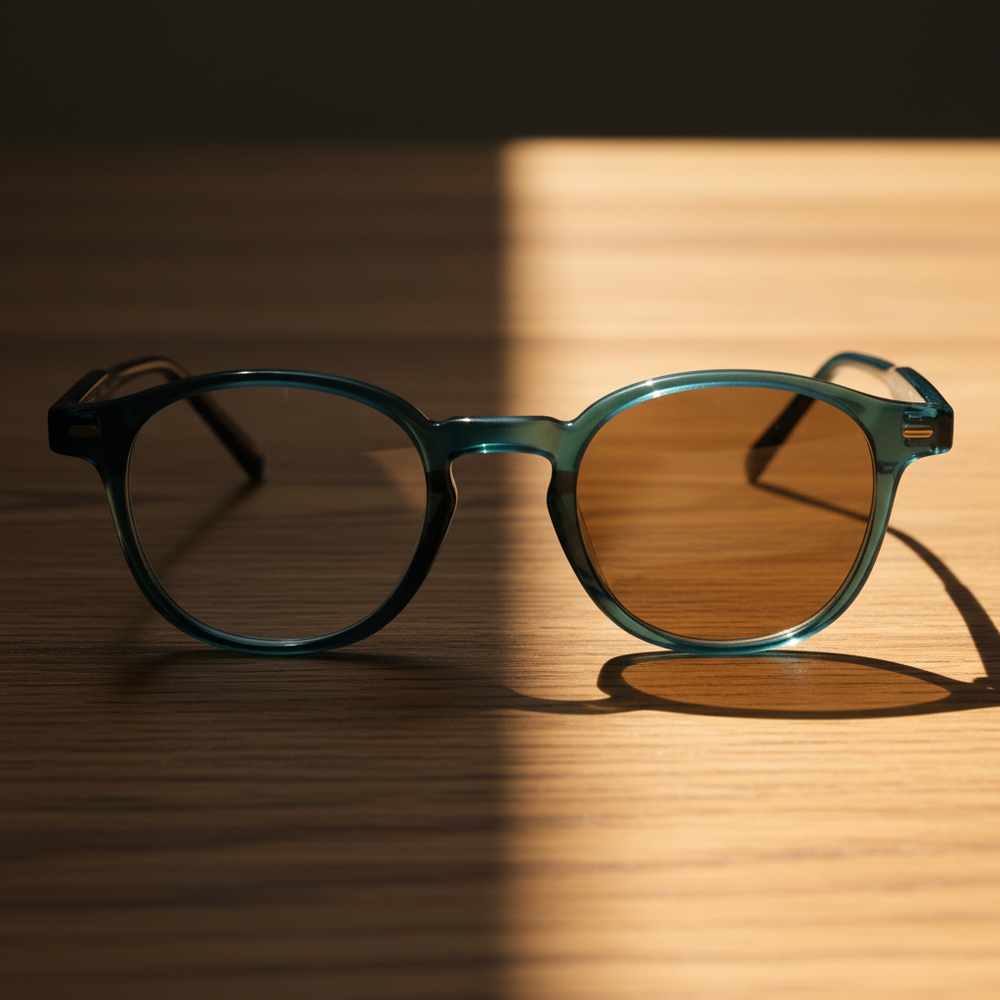 Tina Brown Photochromic Lens Glasses - Green Round TR90 Frame