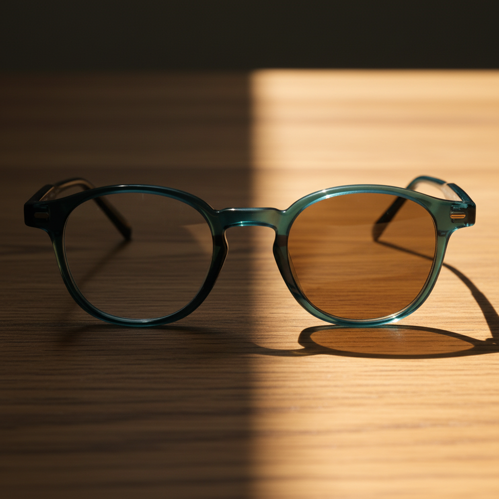 Tina Brown Photochromic Lens Glasses - Green Round TR90 Frame - Lifestyle Shot